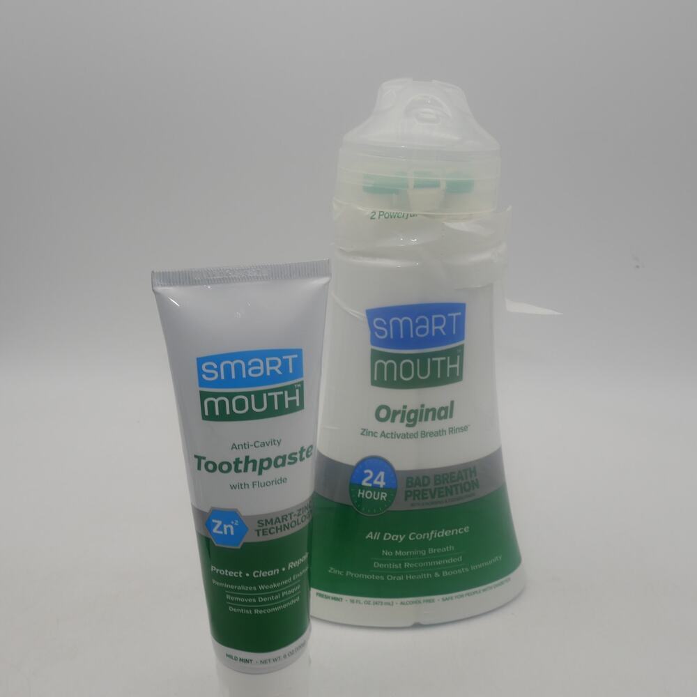 NEW SmartMouth ORIGINAL Breath Rinse 16 oz, Toothpaste & Travel Size Mint - Picture 3 of 8